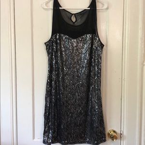 Black Sequined Mesh Dress